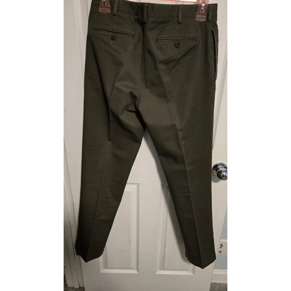 Lot 2 Lands' End Men's Chino Pants ~ 34x32 Tailored Fit Blue & Olive Cotton PICS